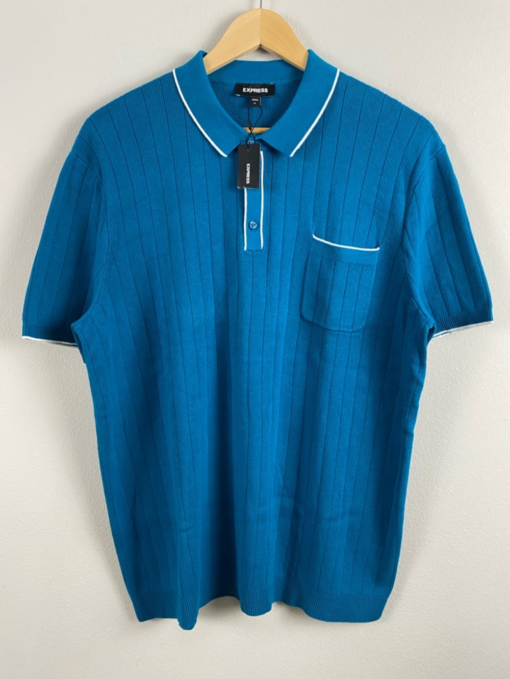 Express Modern Prep Contrast Tipped Short Sleeve Sweater Polo | Teal